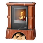 Kachlová kamna ABX Bavaria s výměníkem, kachlový sokl kaštan